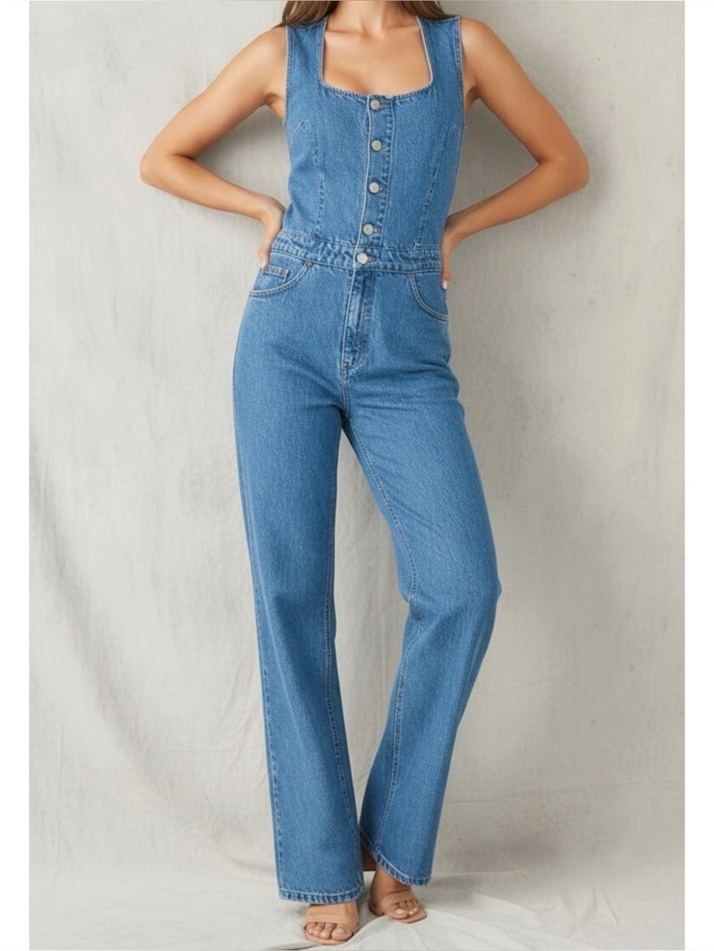ROUJE PARIS Octavie  Denim Jumpsuit, Indigo Doublestone, FR40/US8